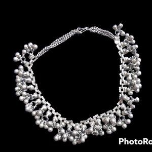 Vintage Silver Tone Choker Necklace Little Ball Bells